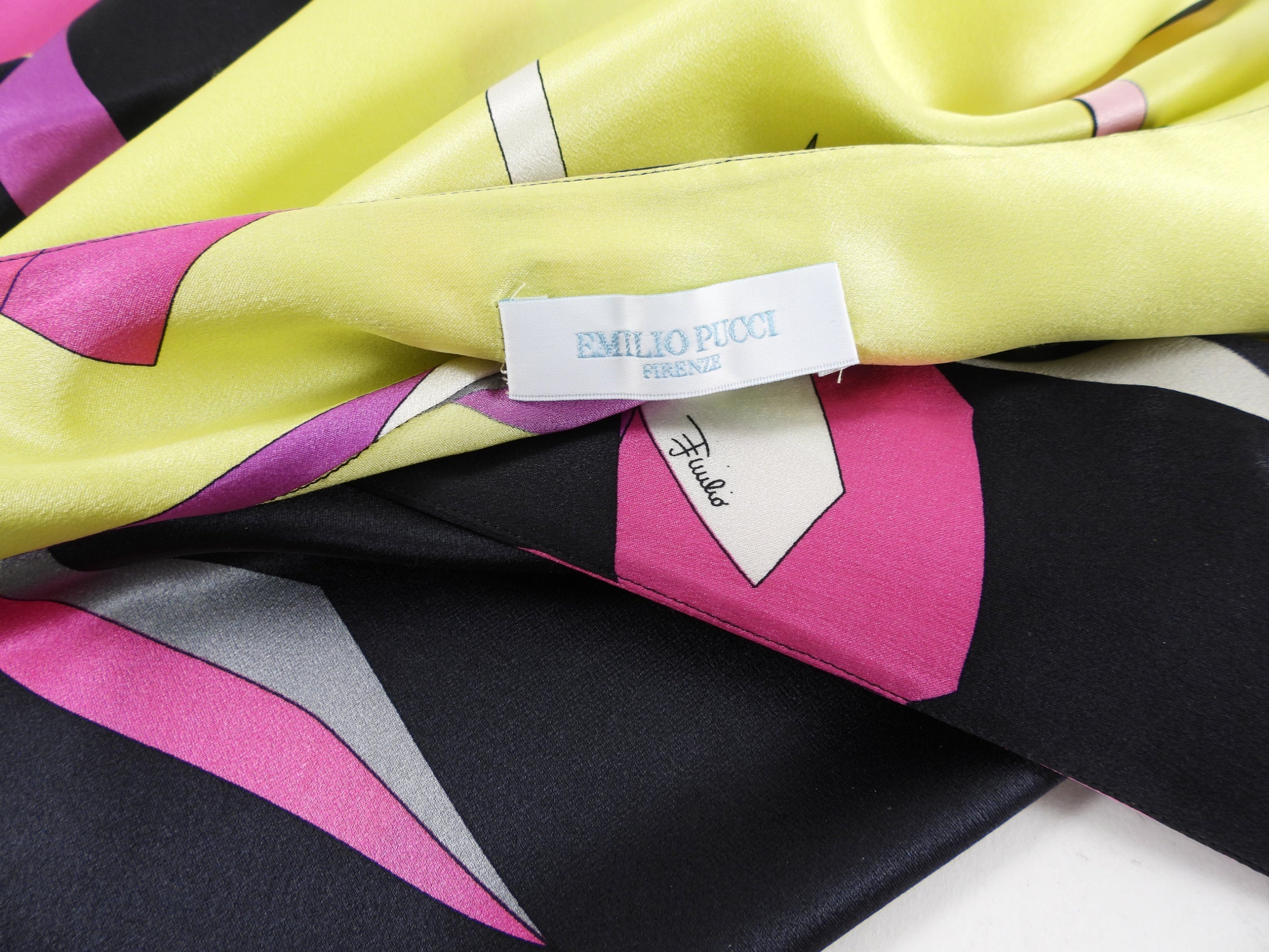 Emilio Pucci Silk Satin Lime Pink Black Bias Mini Skirt - IT44 / 8 / M
