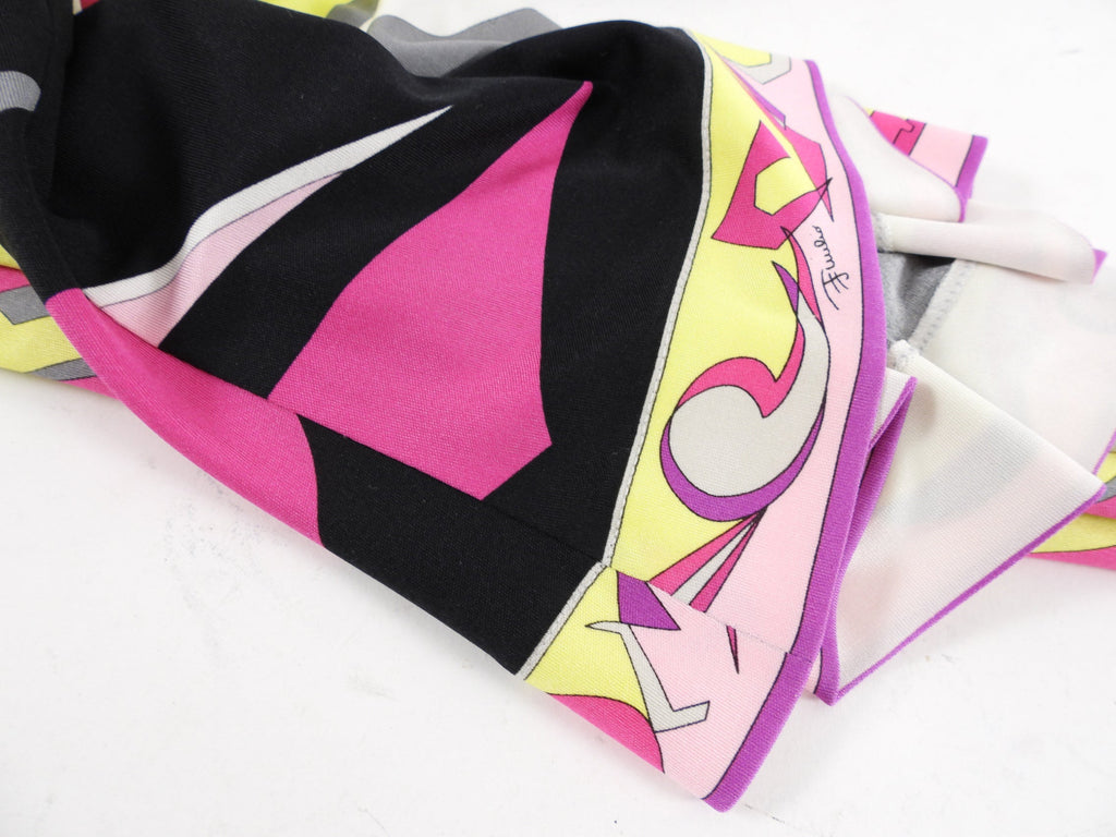 Emilio Pucci Silk Jersey Lime Pink Black Long Sleeve Top - IT42 / S / 4/ 6