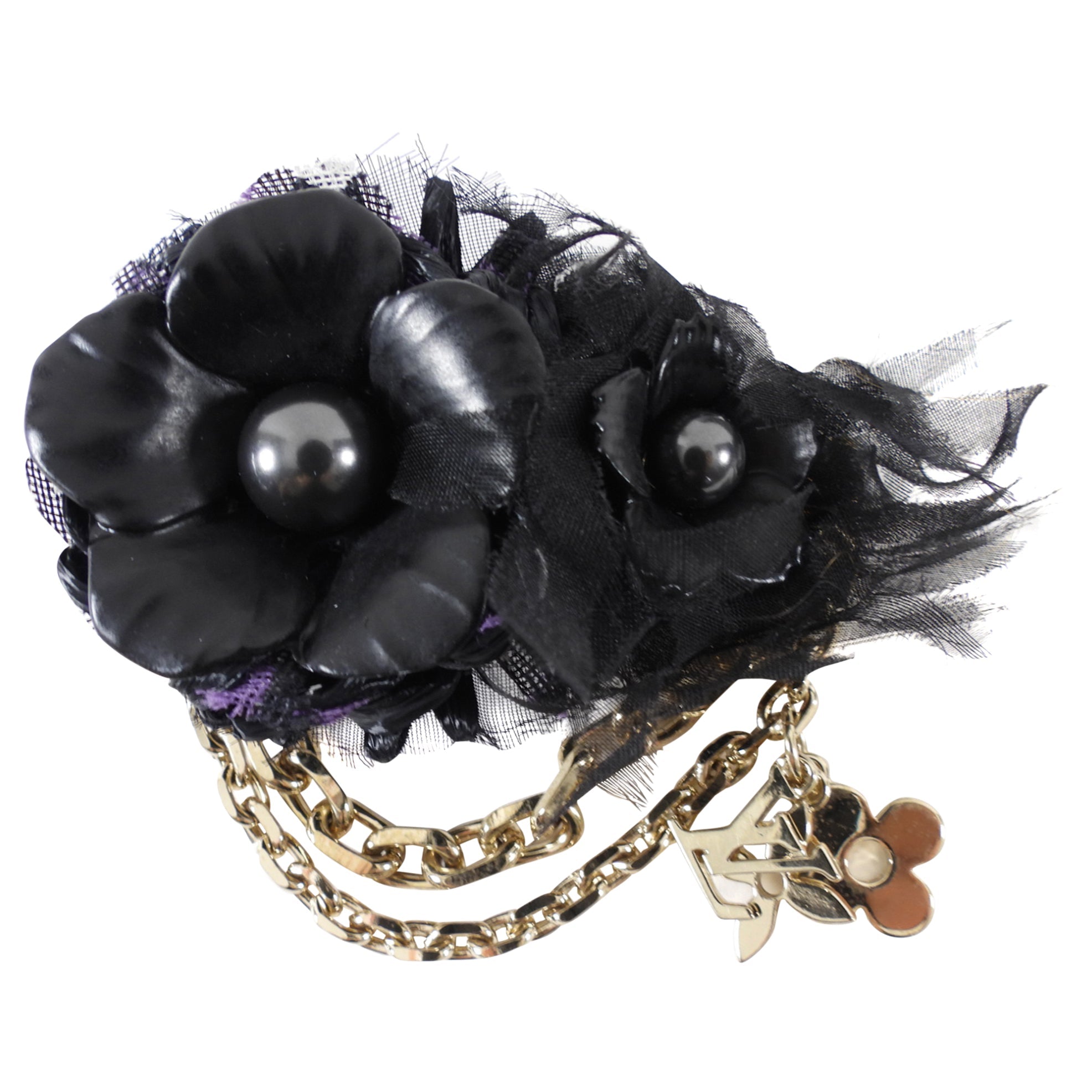 Louis Vuitton Vintage Fall 2005 Black and Purple Flower Brooch