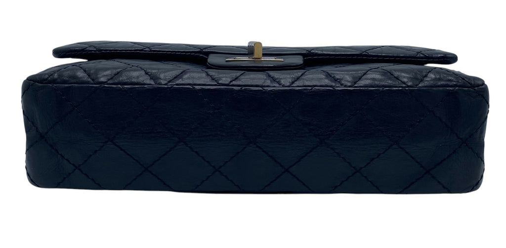 Chanel Black Quilted Aged Calfskin 2.55 Reissue 225 Small Double Flap Bag Gold Hardware