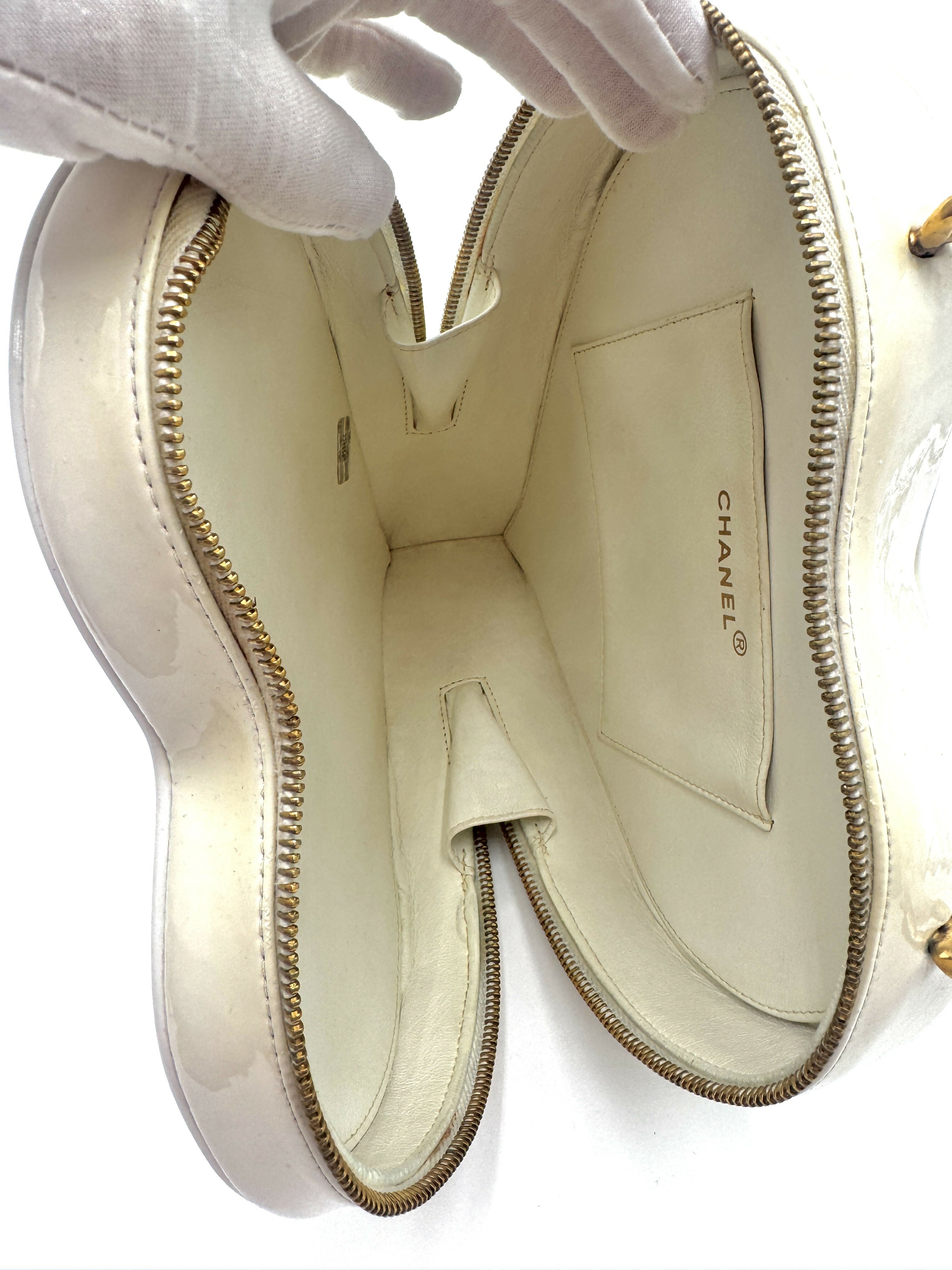 Chanel 1995 Vintage Barbie Heart White Vanity Bag