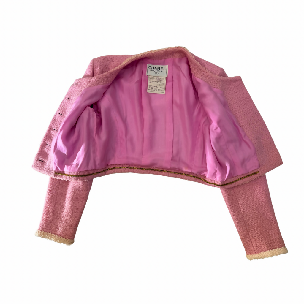 Chanel 95A Pink Tweed Cropped Jacket