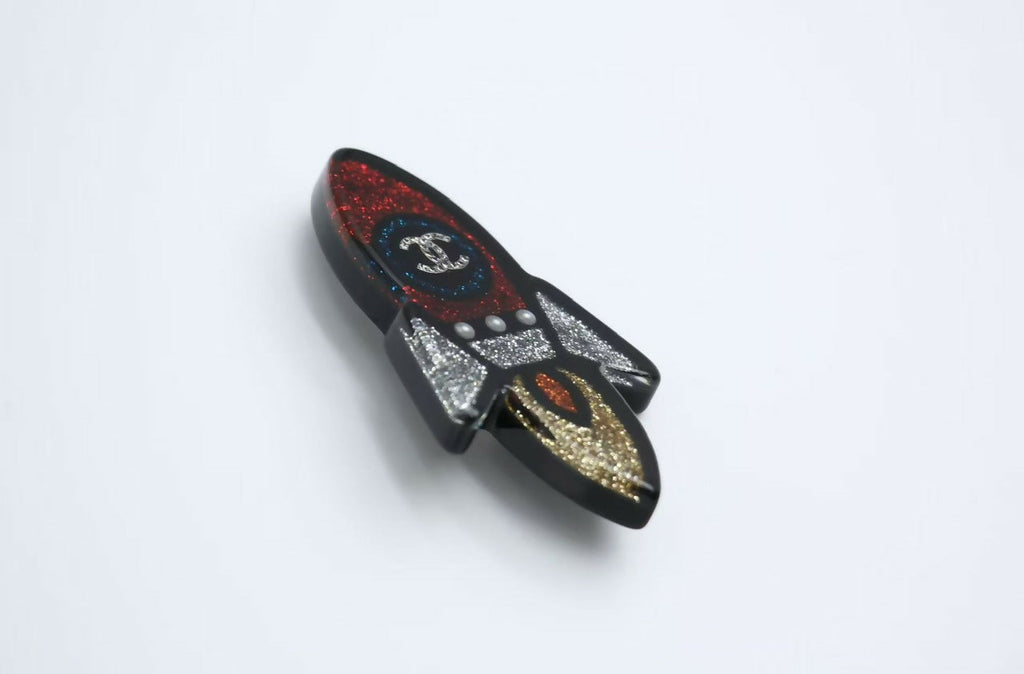 Chanel 17S Resin Rocket Glitter Creative Brooch