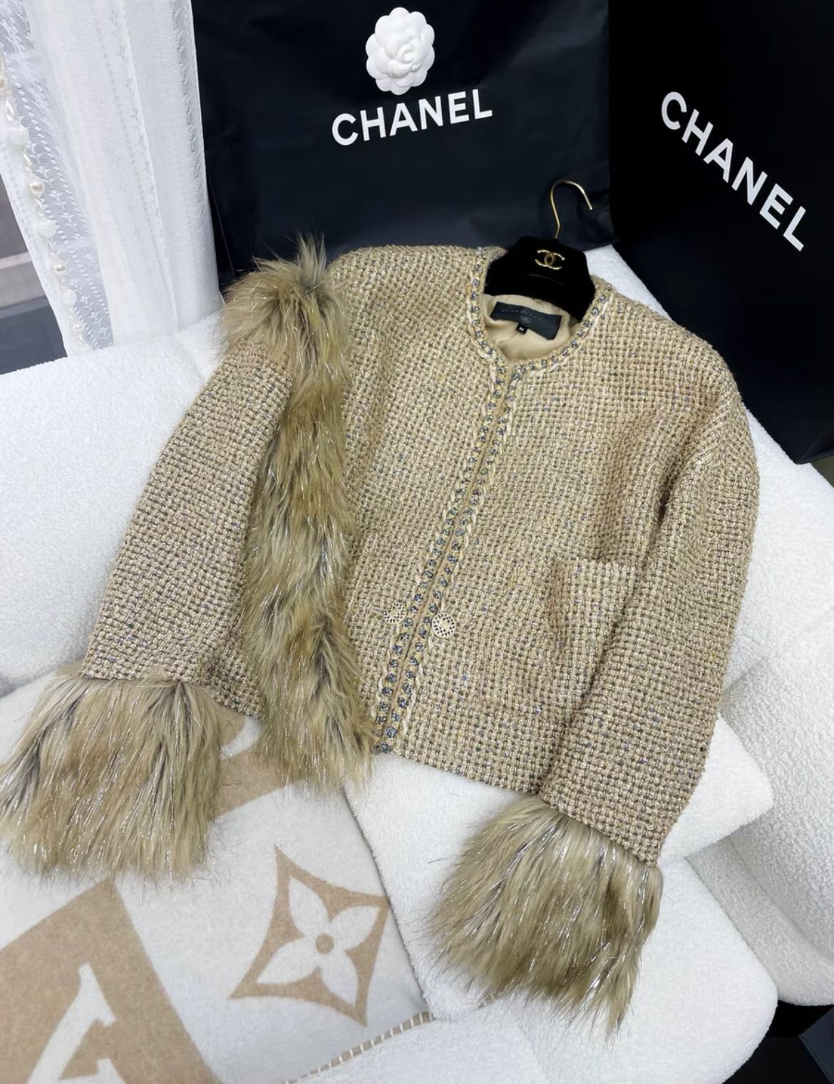 Chanel 21 Golden Fur Jacket