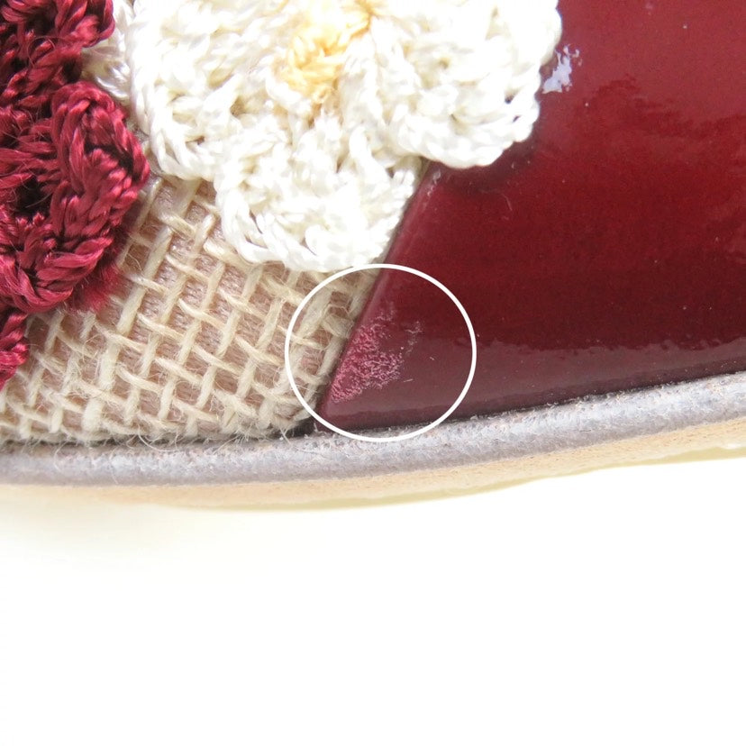 Chanel Beige/Bordeaux Floral Embellished Ballet Flat Shoes Size 36
