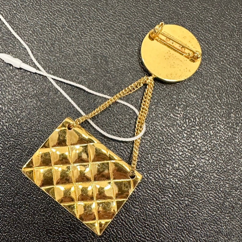 Chanel Vintage Gold Flap Bag Brooch - Small Size