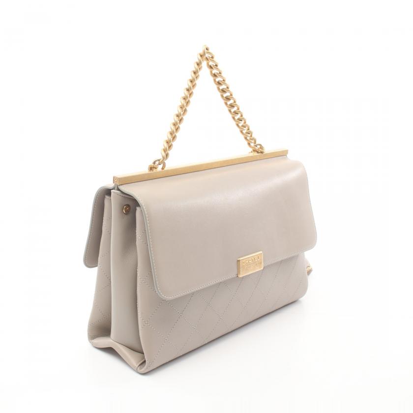 Chanel Matelasse 31 Rue Cambon Chain Shoulder Bag Gray Lambskin Gold Hardware 2WAY