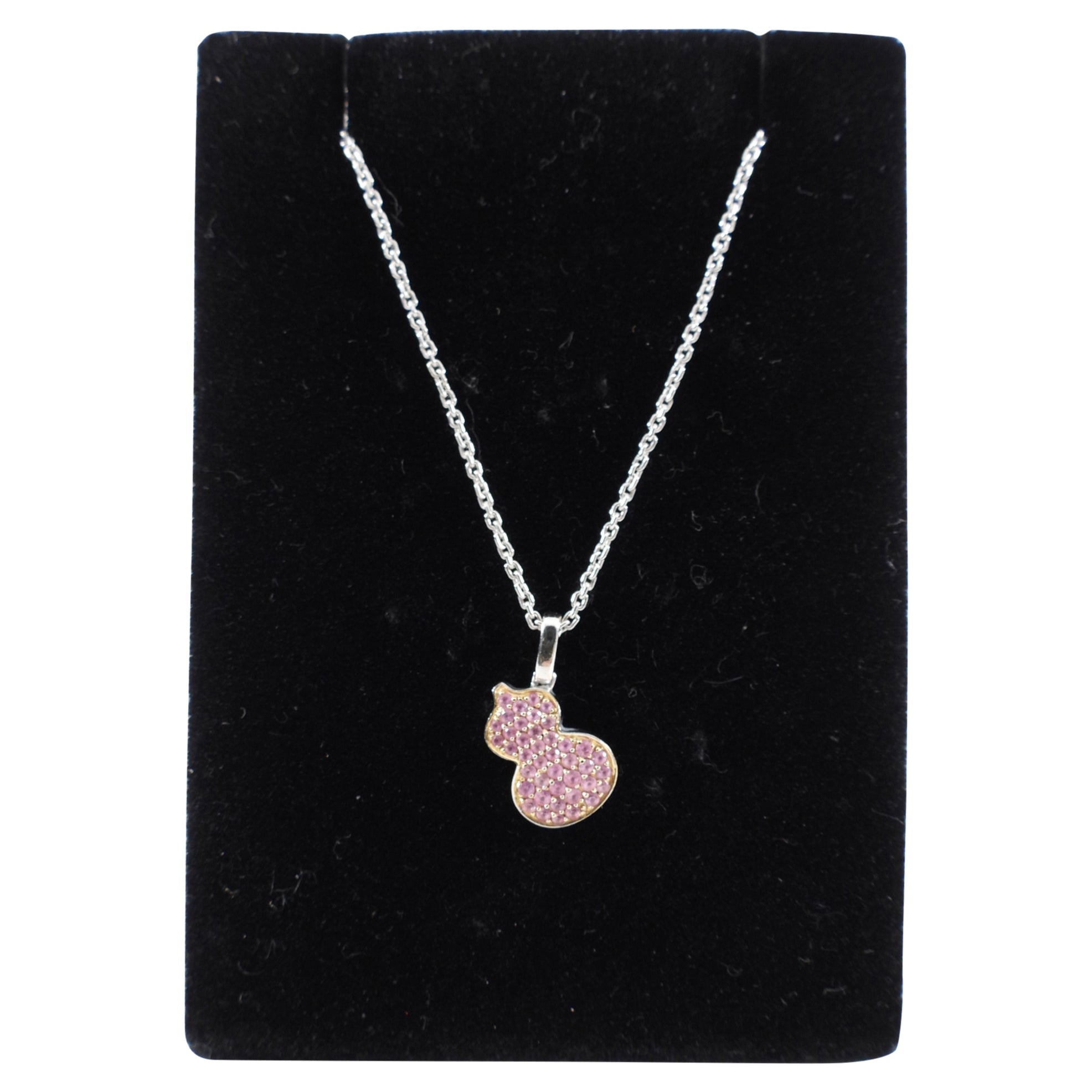 Qeelin 18k White Gold Pink Diamond Petite Wulu Pendant Necklace