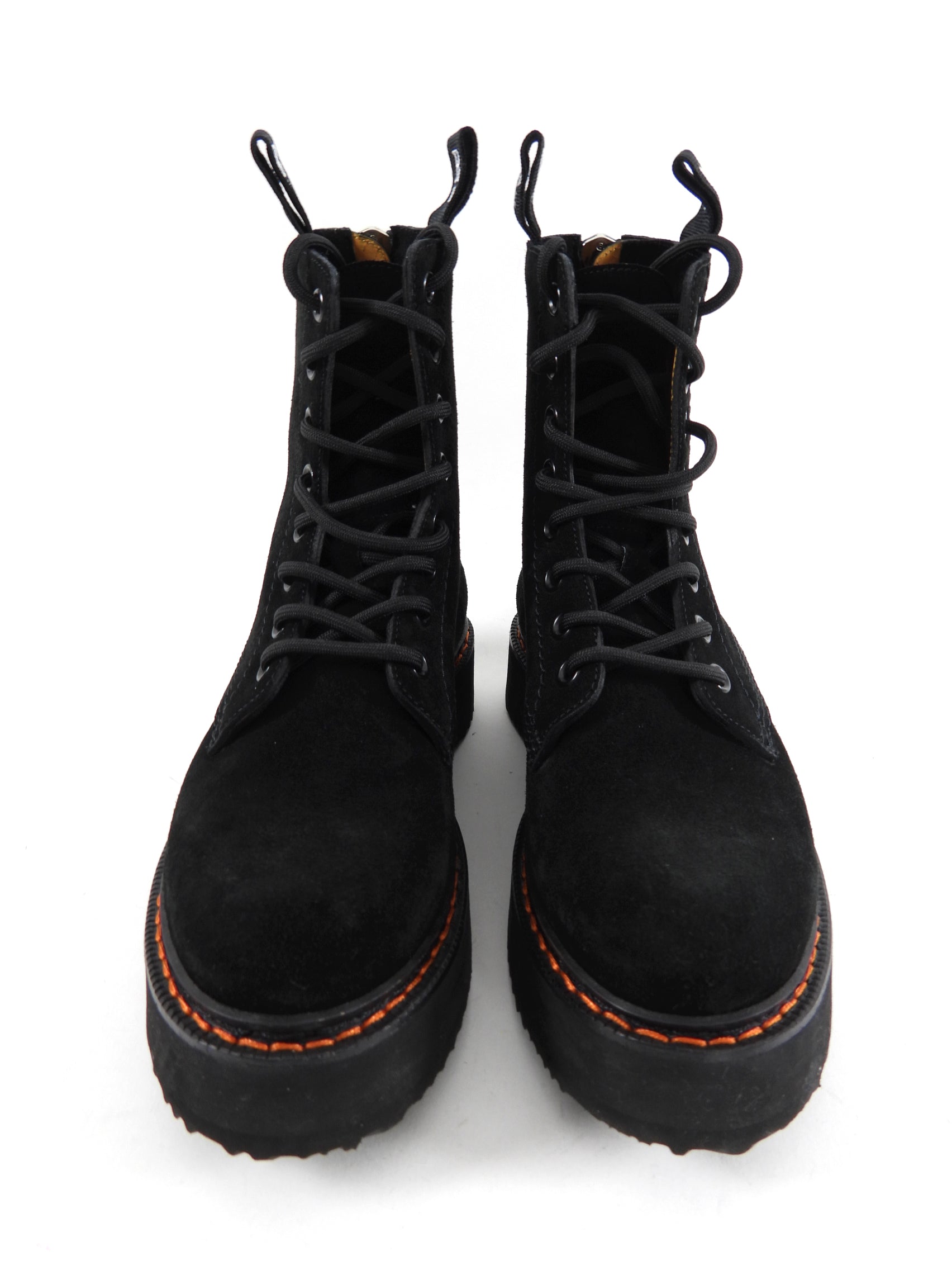 R13 Black Suede Single Stack Lace Up Boots - 37 / 7