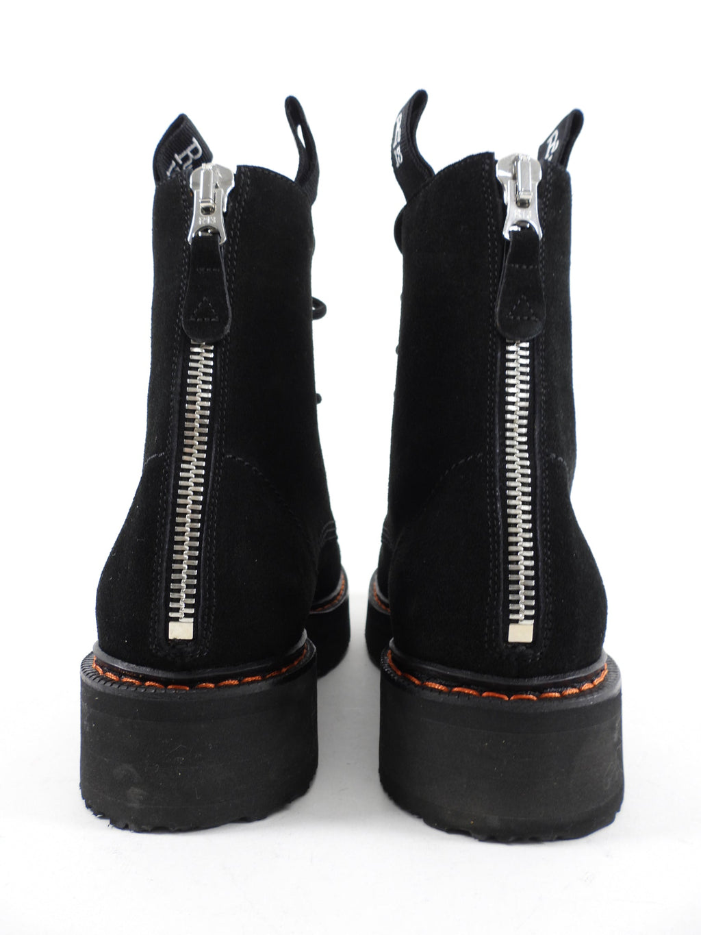 R13 Black Suede Single Stack Lace Up Boots - 37 / 7