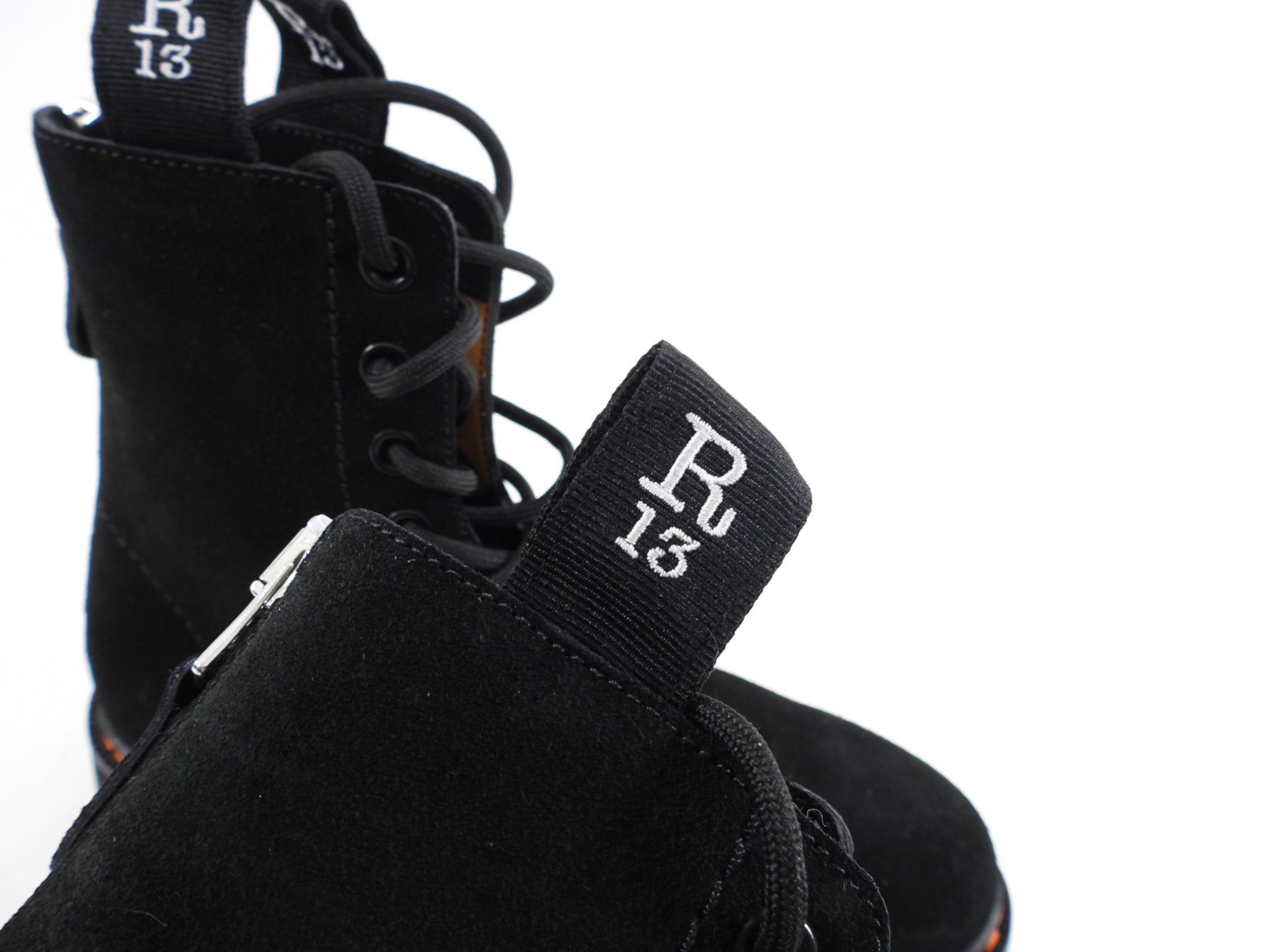 R13 Black Suede Single Stack Lace Up Boots - 37 / 7