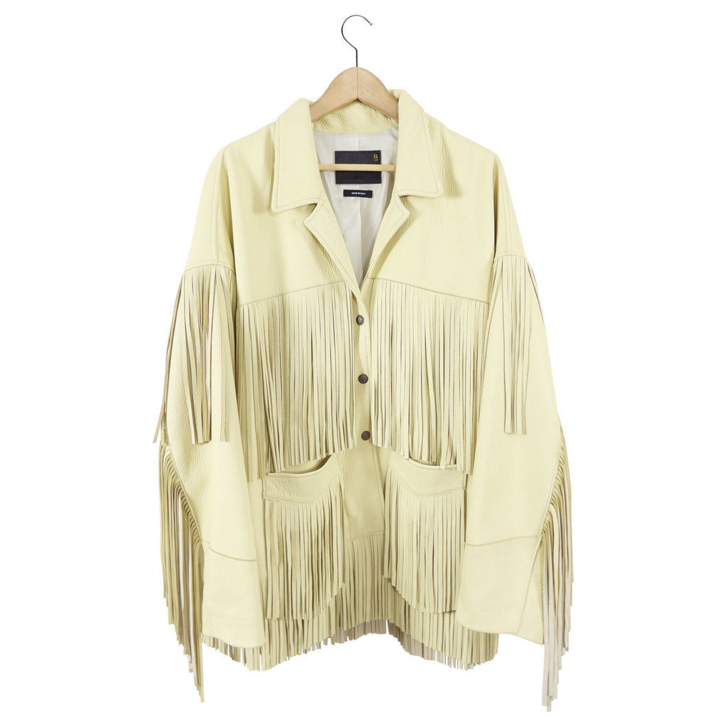 R13 Beige Deerskin Fringe Oversize Jacket