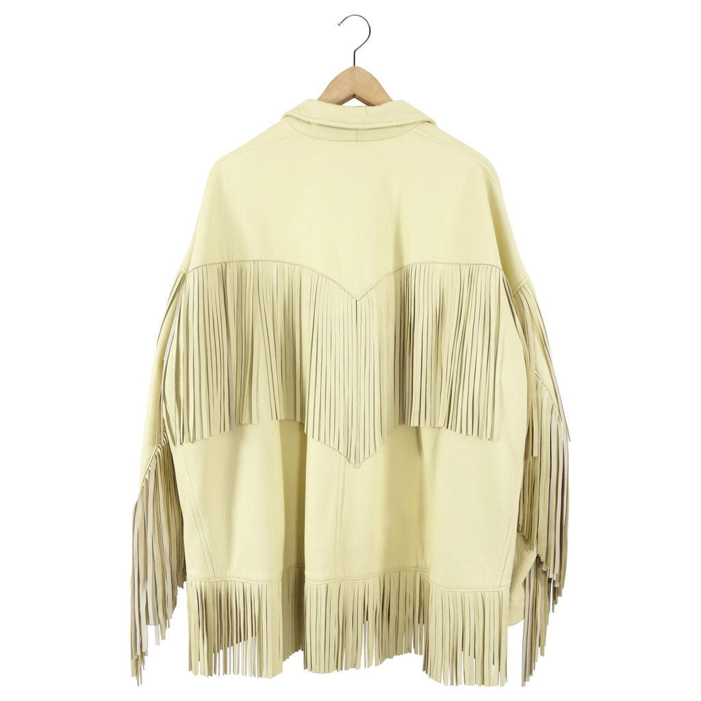 R13 Beige Deerskin Fringe Oversize Jacket