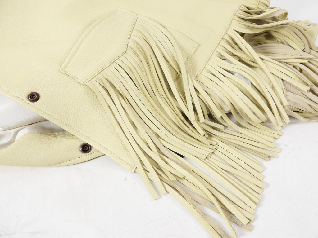 R13 Beige Deerskin Fringe Oversize Jacket