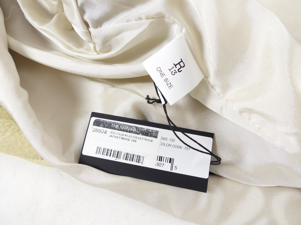 R13 Beige Deerskin Fringe Oversize Jacket