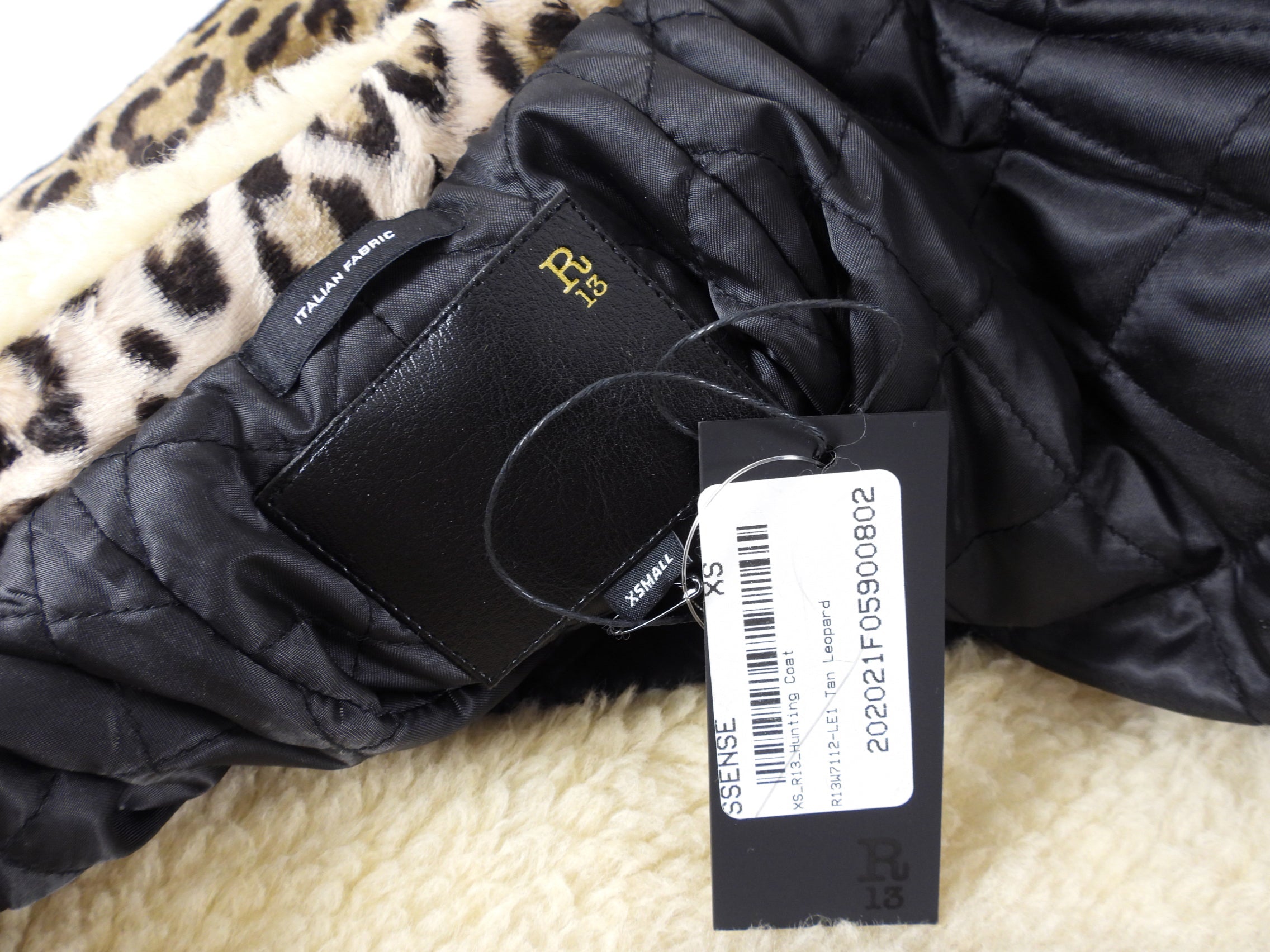 R13 Faux Leopard Fleece Trim Hunting Coat - XS / S
