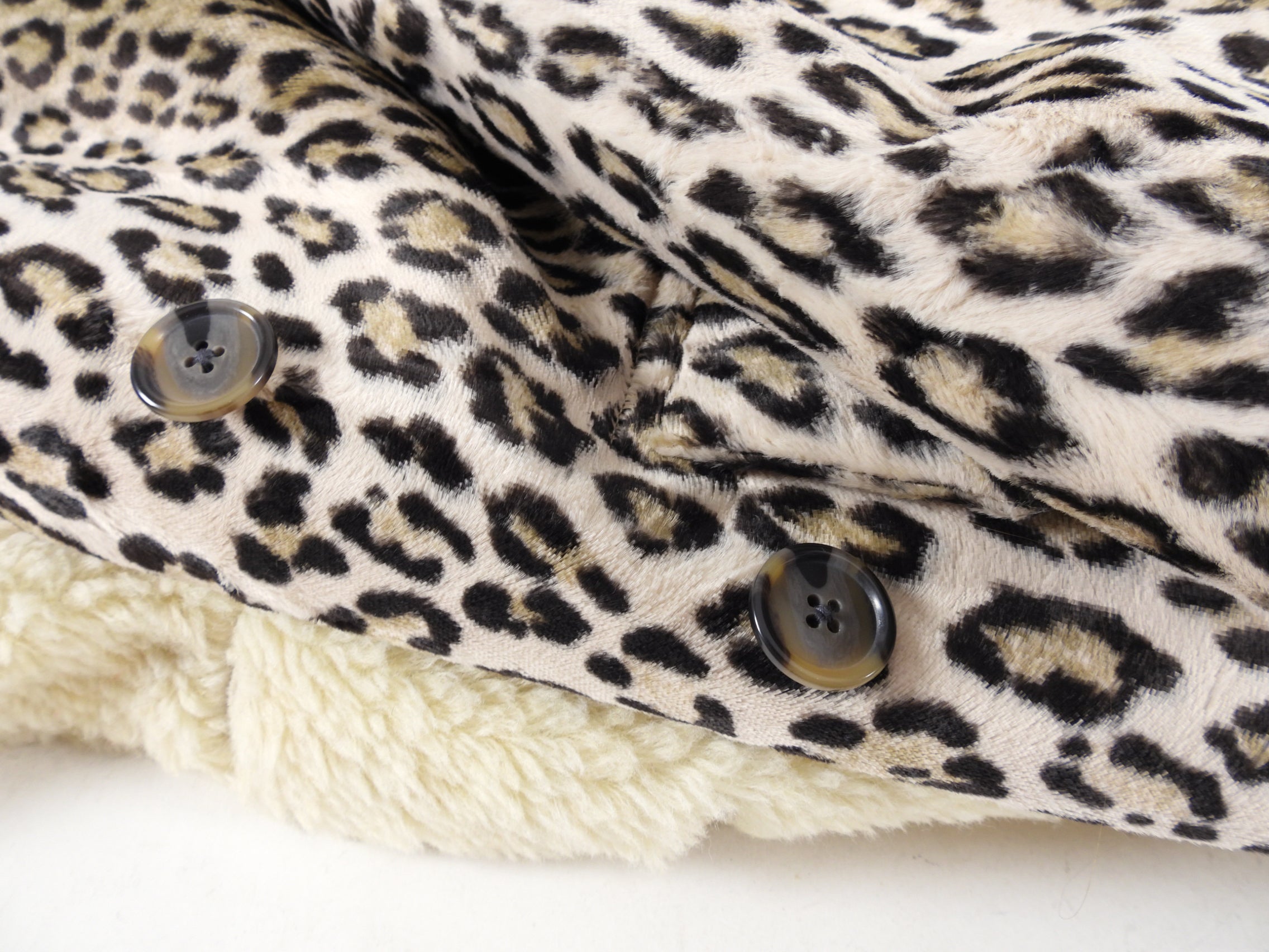 R13 Faux Leopard Fleece Trim Hunting Coat - XS / S