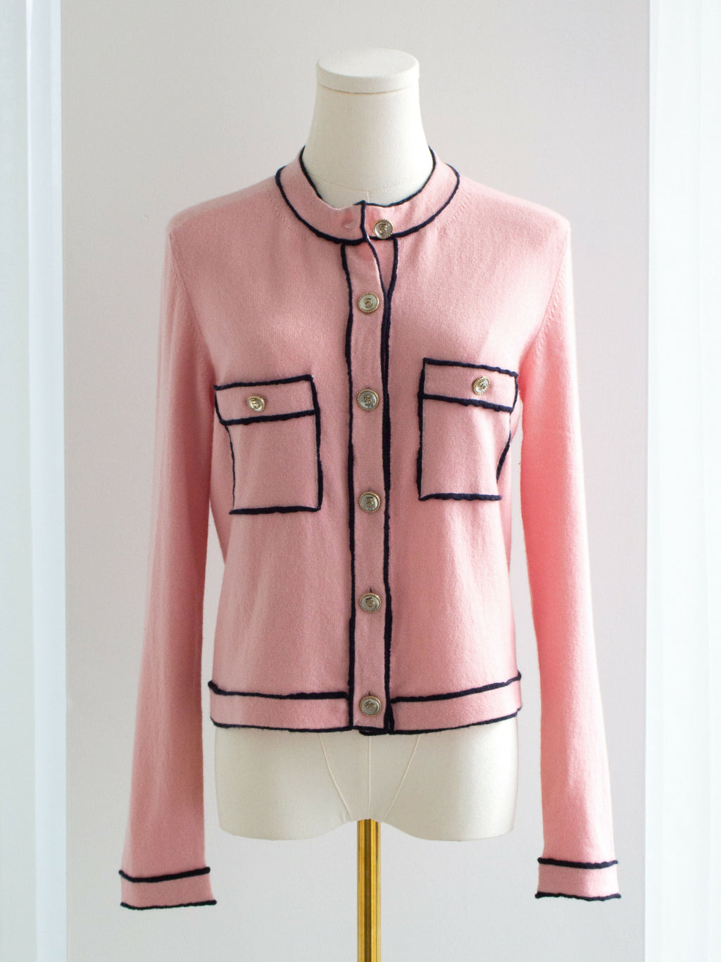 Chanel S/S 2021 Pink Cashmere Navy CC N5 21P 21S igan