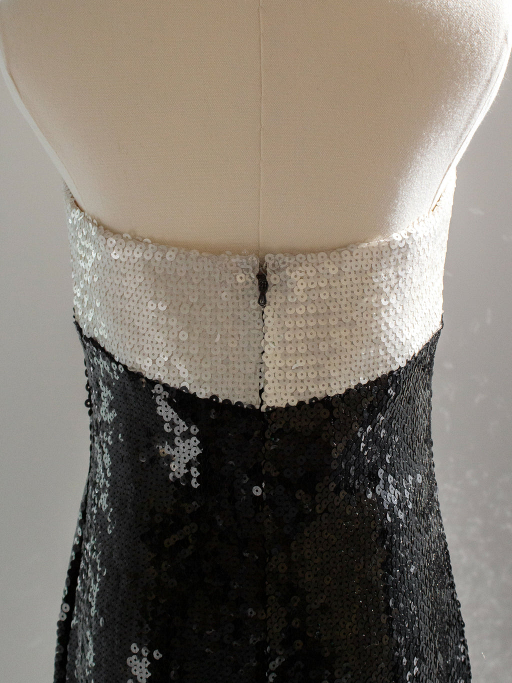 Chanel Vintage S/S 1987 White Black Sequin Embellished Bow Bustier Mini Dress