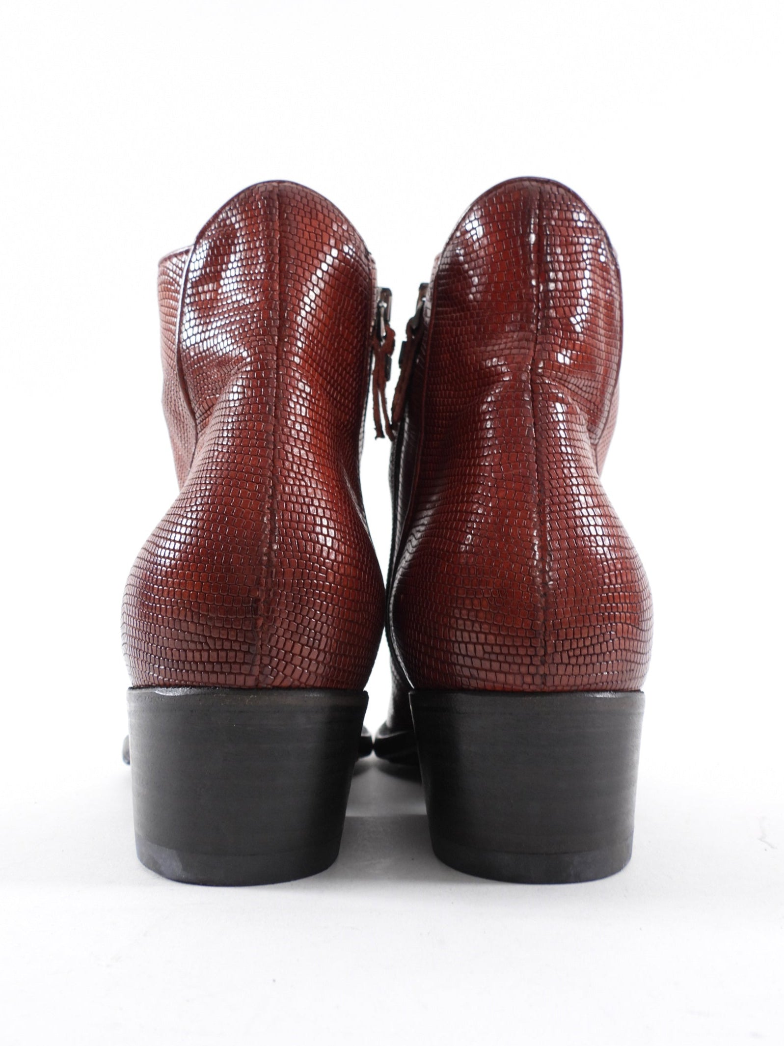 Pantanelli Dark Red Lizard Ankle Boots - 39
