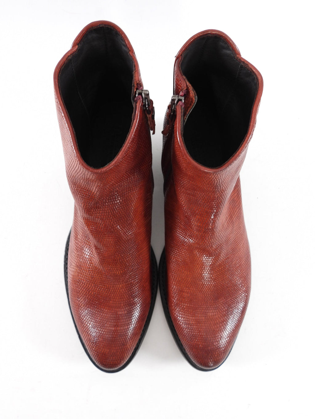 Pantanelli Dark Red Lizard Ankle Boots - 39