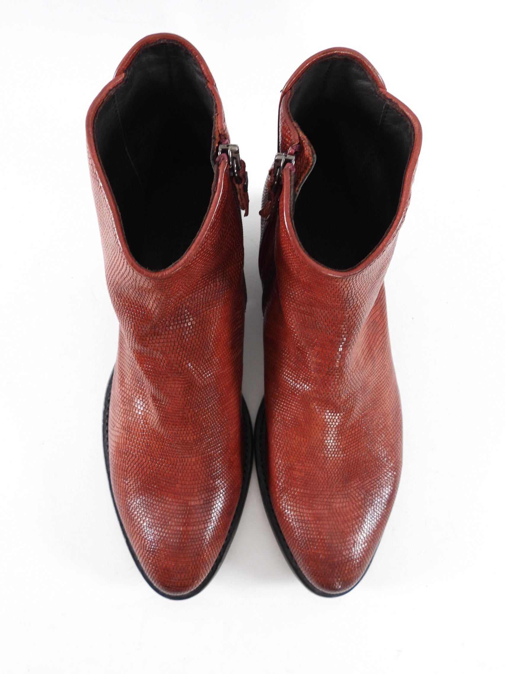 Pantanelli Dark Red Lizard Ankle Boots - 39