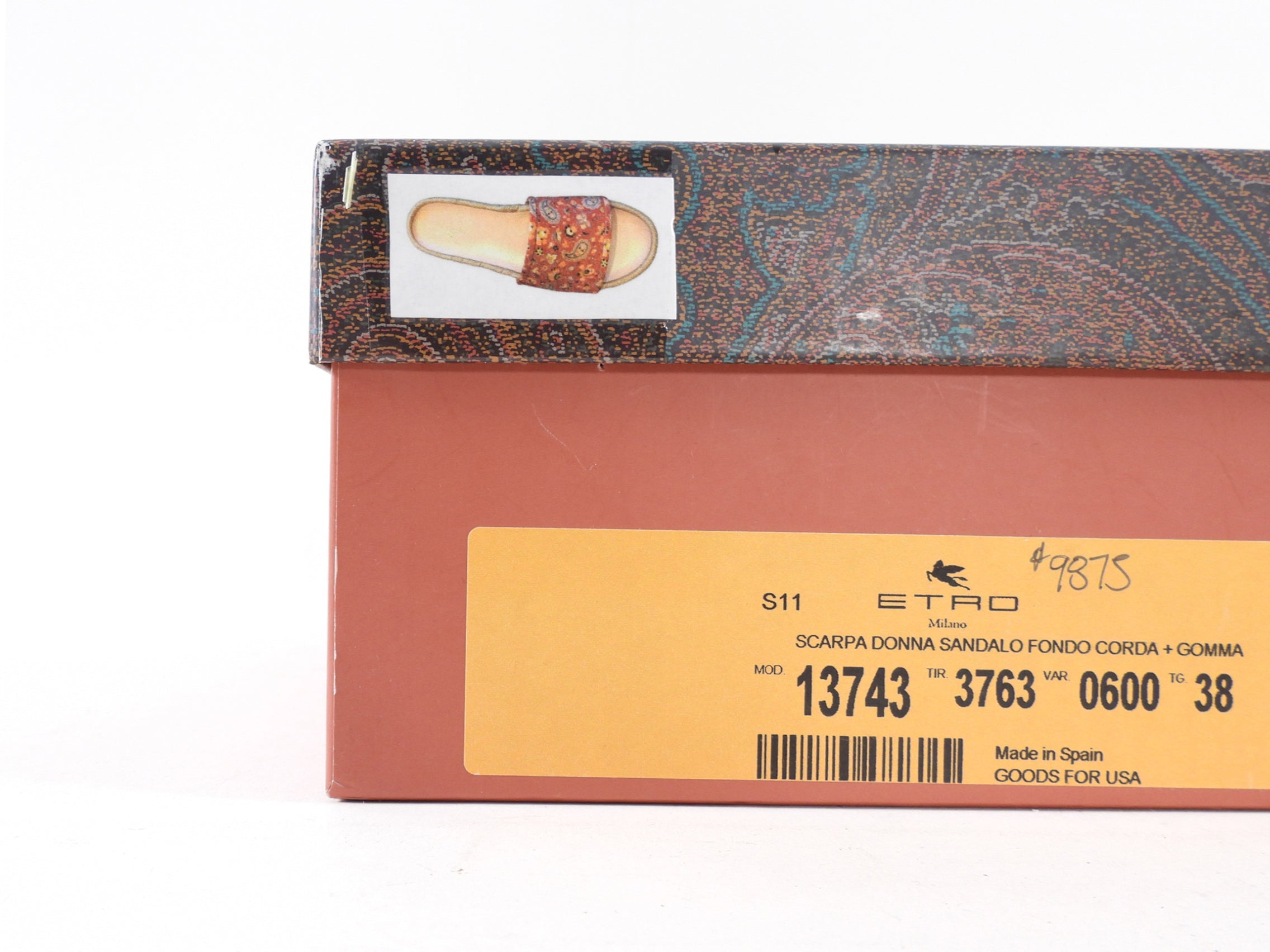 Etro Red Fabric Paisley Flat Espadrille Sandals - USA 8
