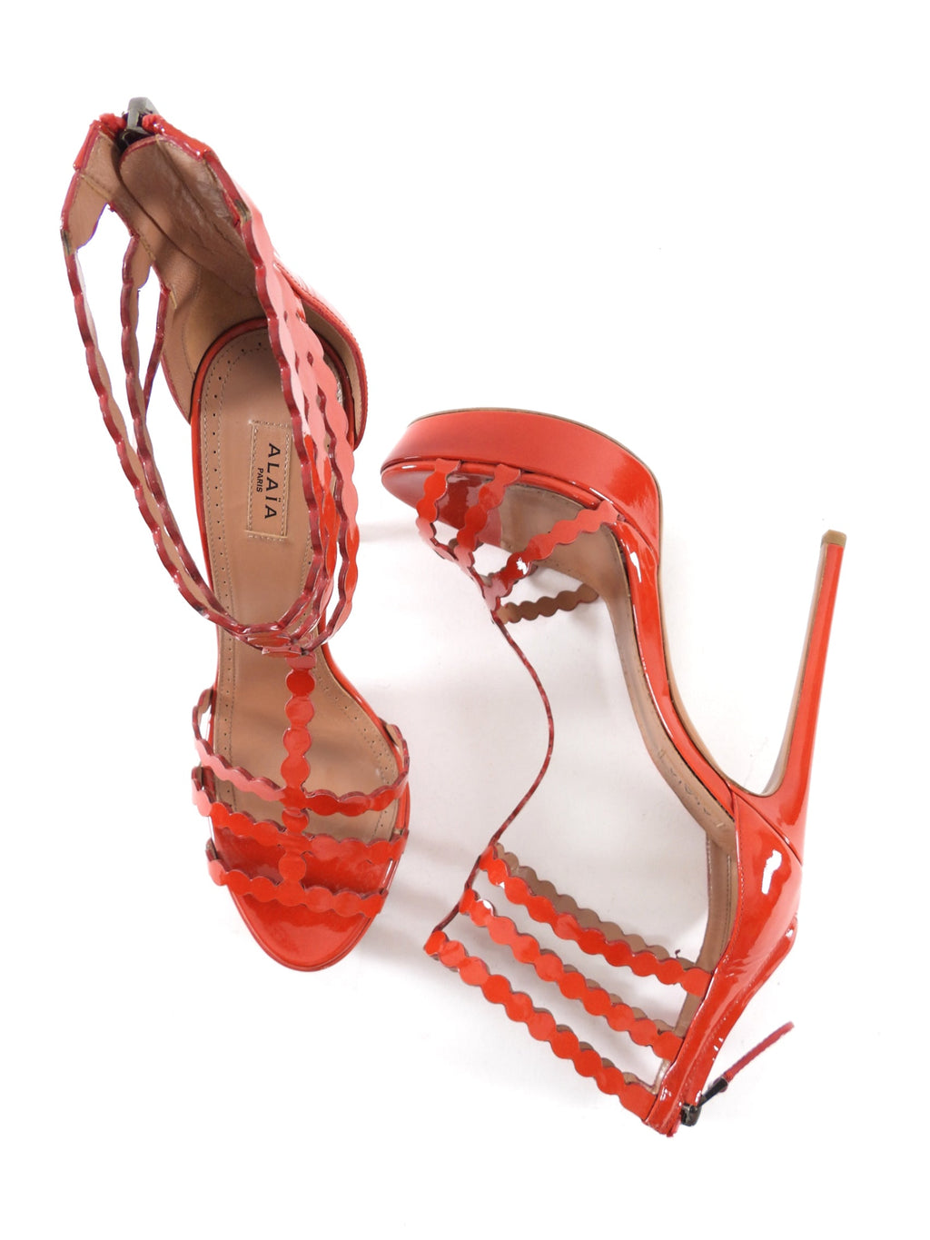 Alaia Red Patent Platform High Heel Sandals - 37.5