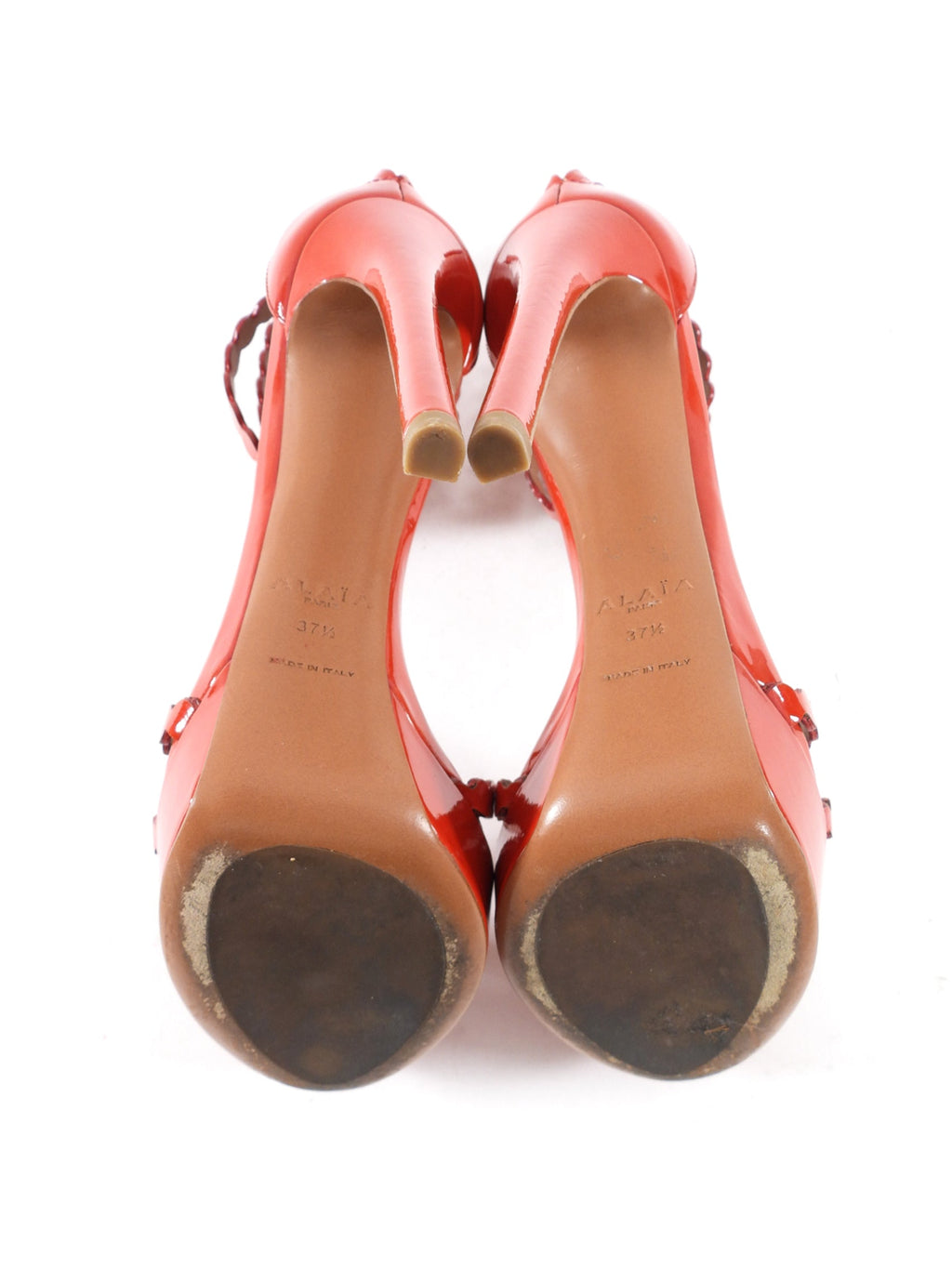 Alaia Red Patent Platform High Heel Sandals - 37.5