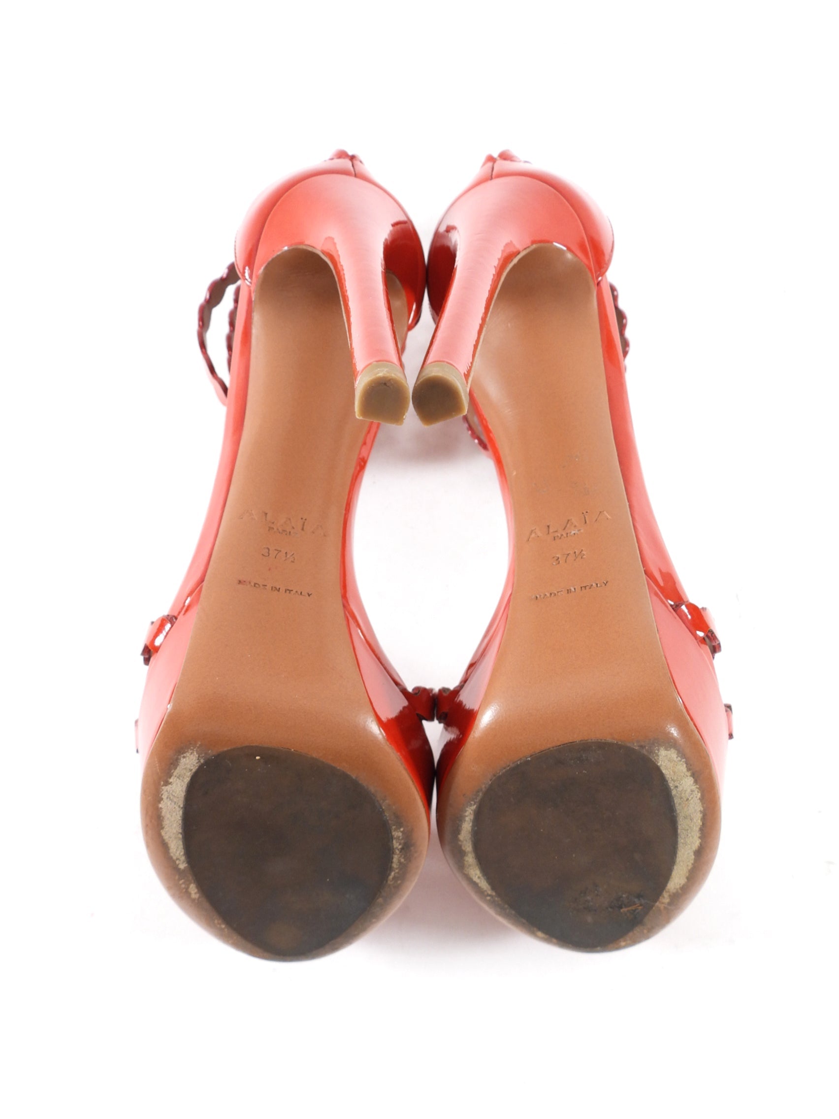 Alaia Red Patent Platform High Heel Sandals - 37.5