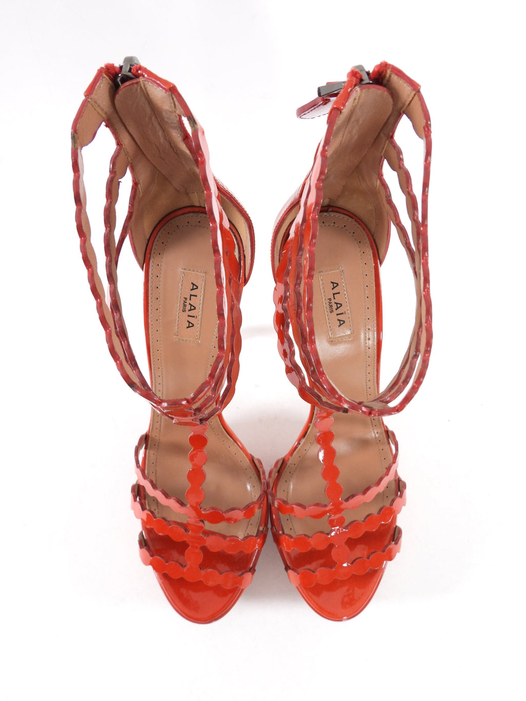 Alaia Red Patent Platform High Heel Sandals - 37.5