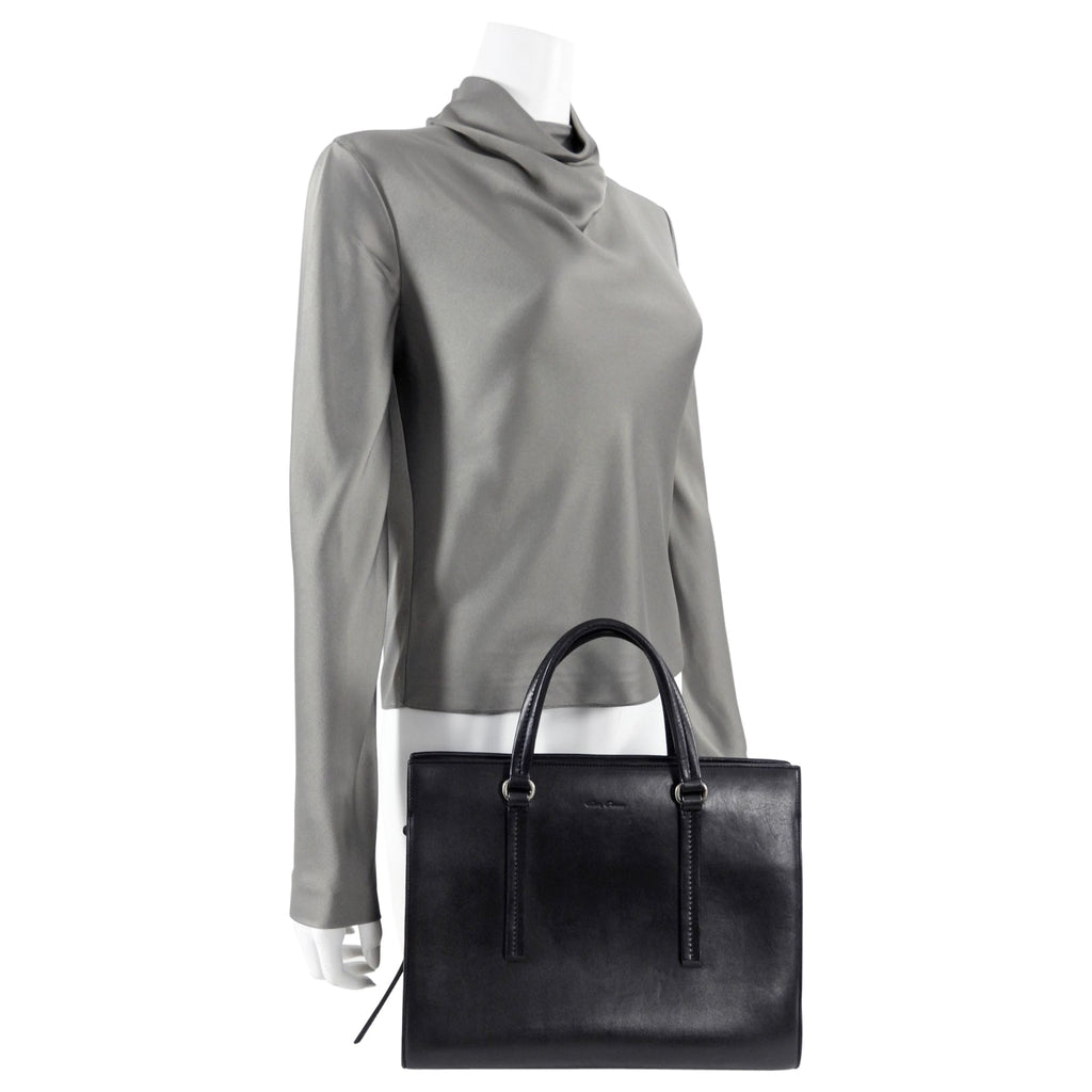 Rick Owens Black Leather Edith Satchel Tote Bag
