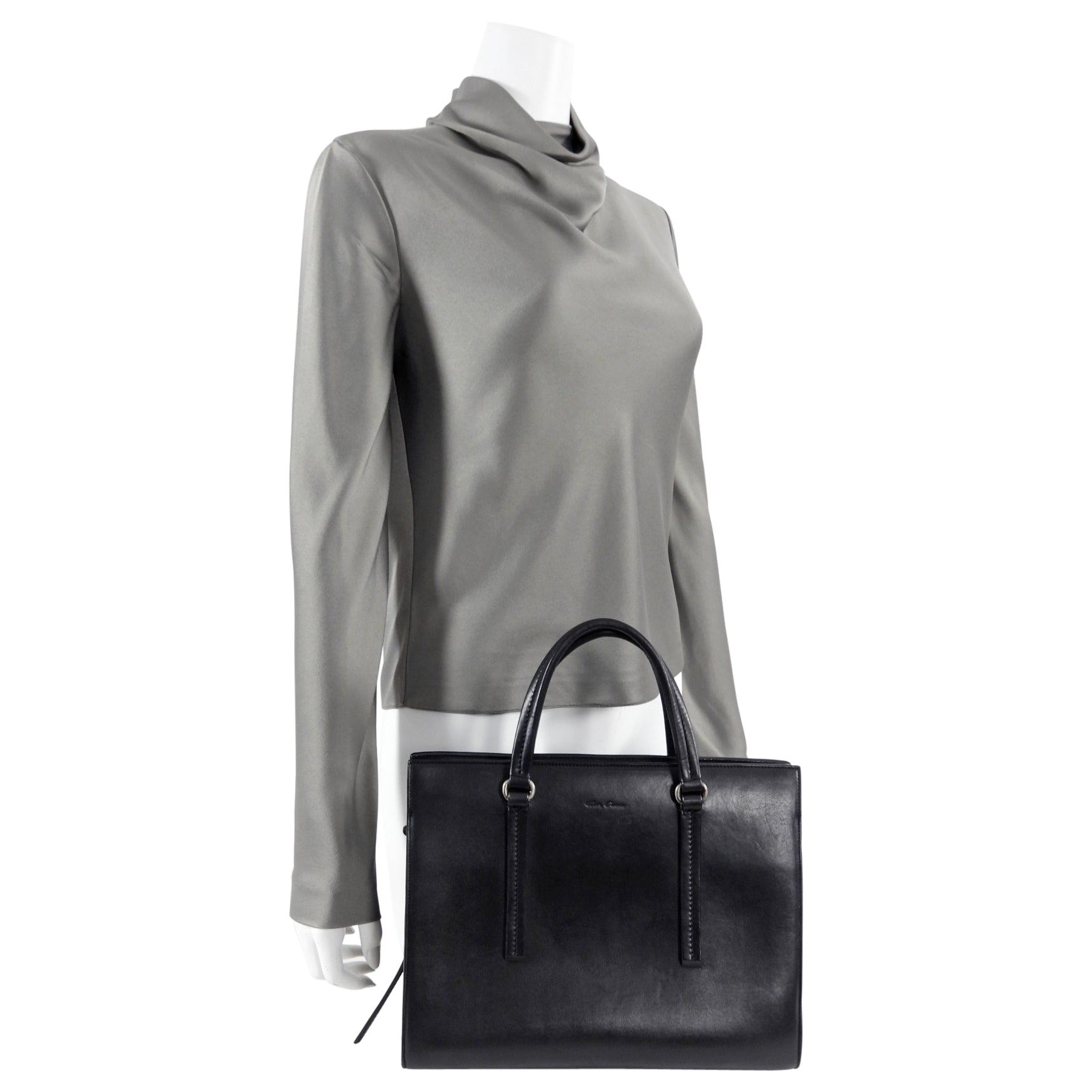 Rick Owens Black Leather Edith Satchel Tote Bag