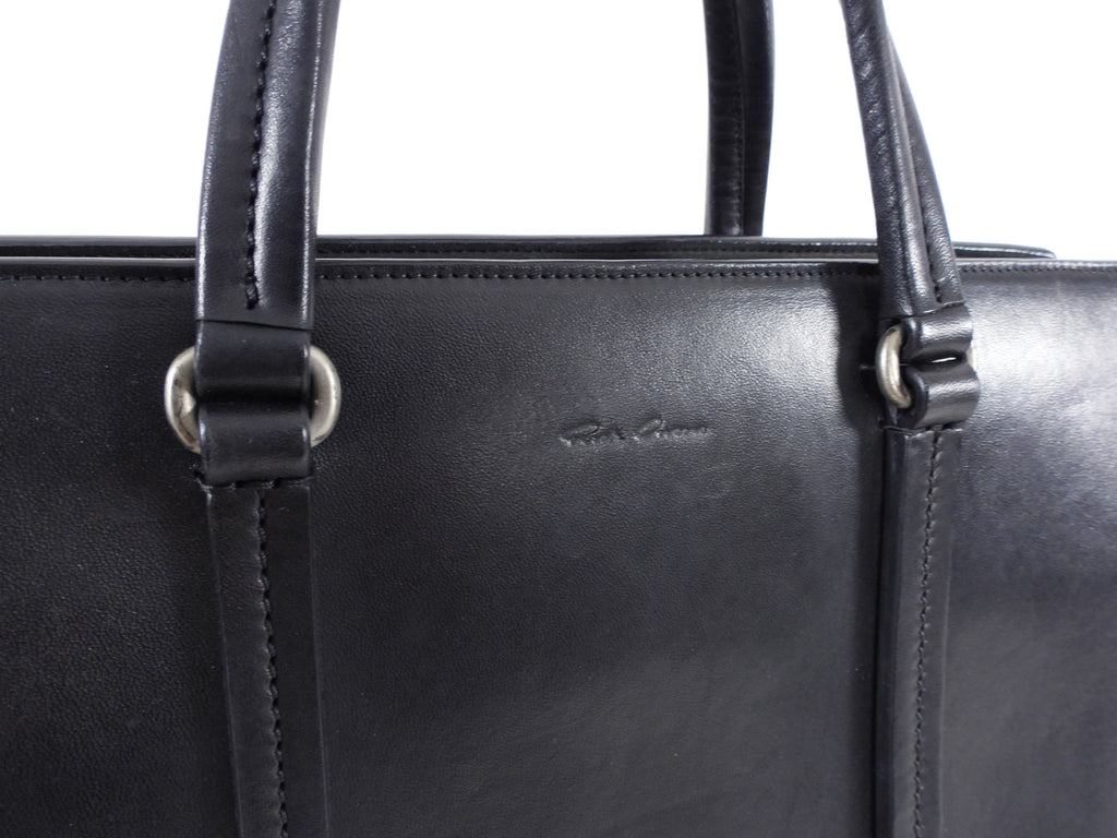 Rick Owens Black Leather Edith Satchel Tote Bag