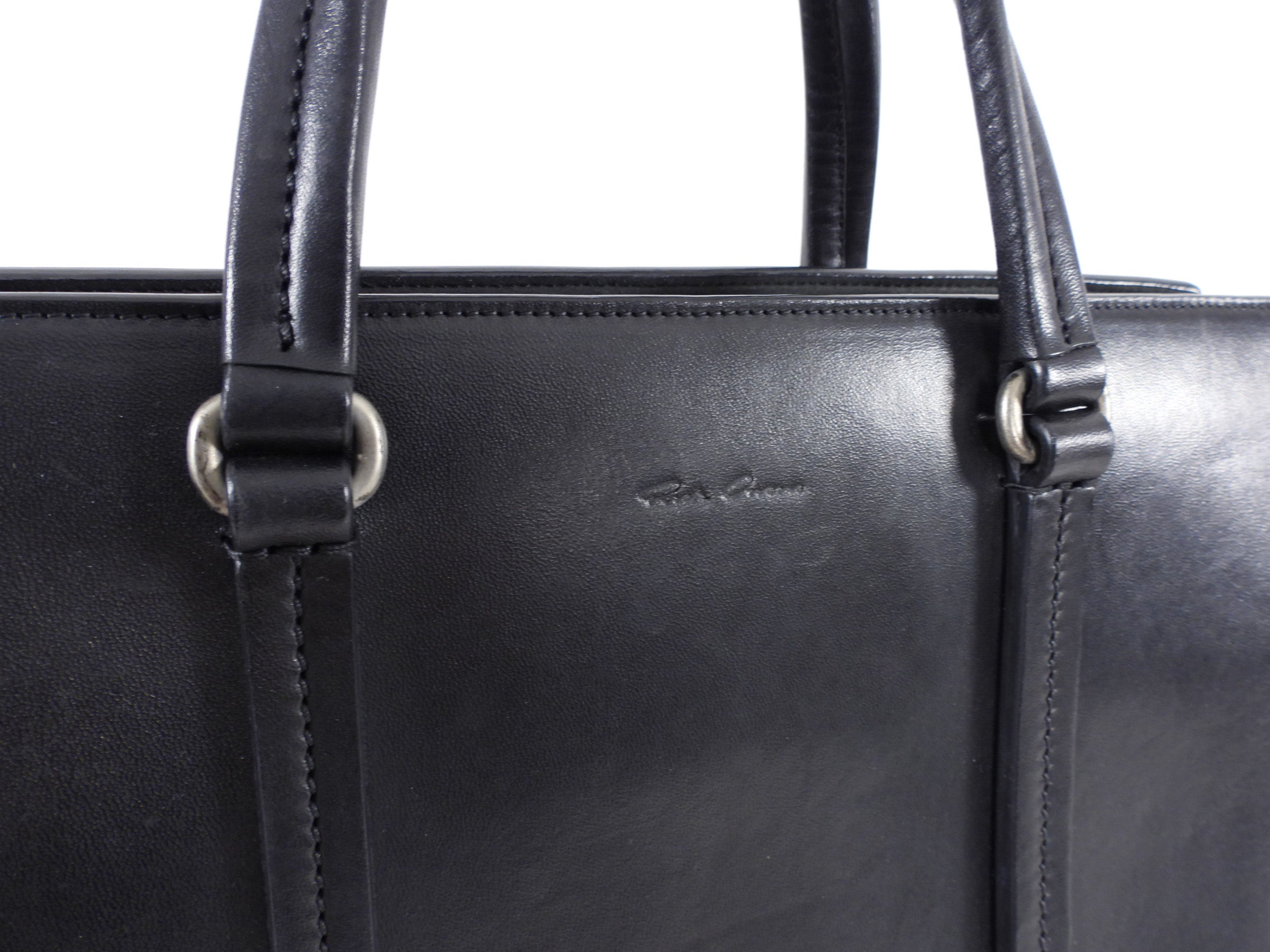 Rick Owens Black Leather Edith Satchel Tote Bag