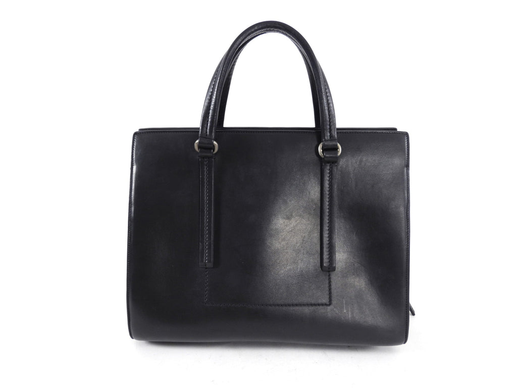 Rick Owens Black Leather Edith Satchel Tote Bag