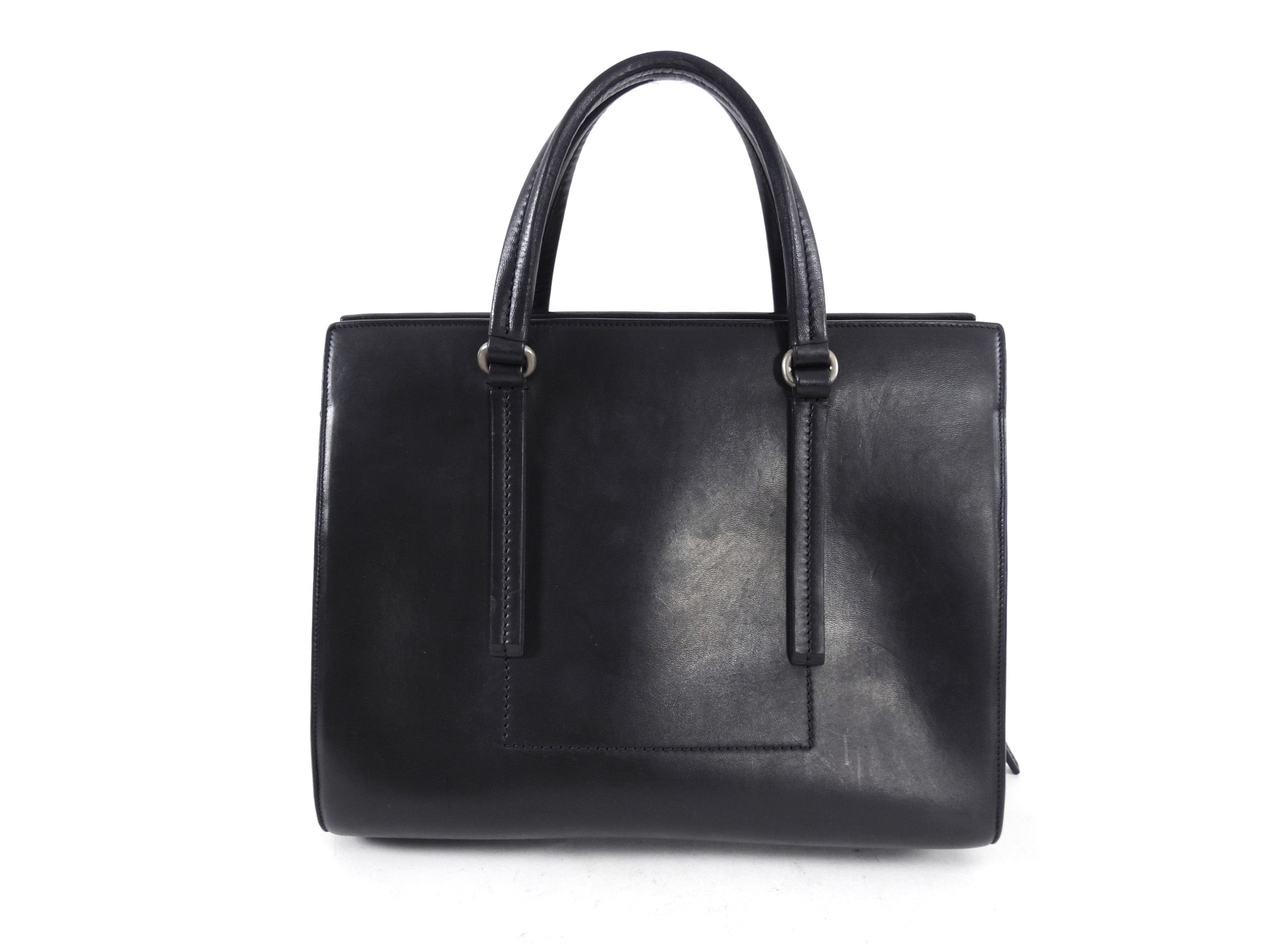 Rick Owens Black Leather Edith Satchel Tote Bag