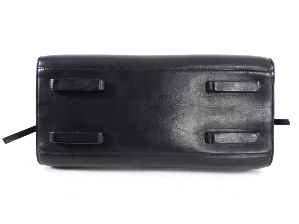 Rick Owens Black Leather Edith Satchel Tote Bag