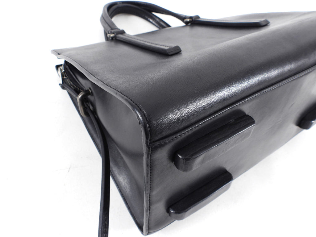 Rick Owens Black Leather Edith Satchel Tote Bag