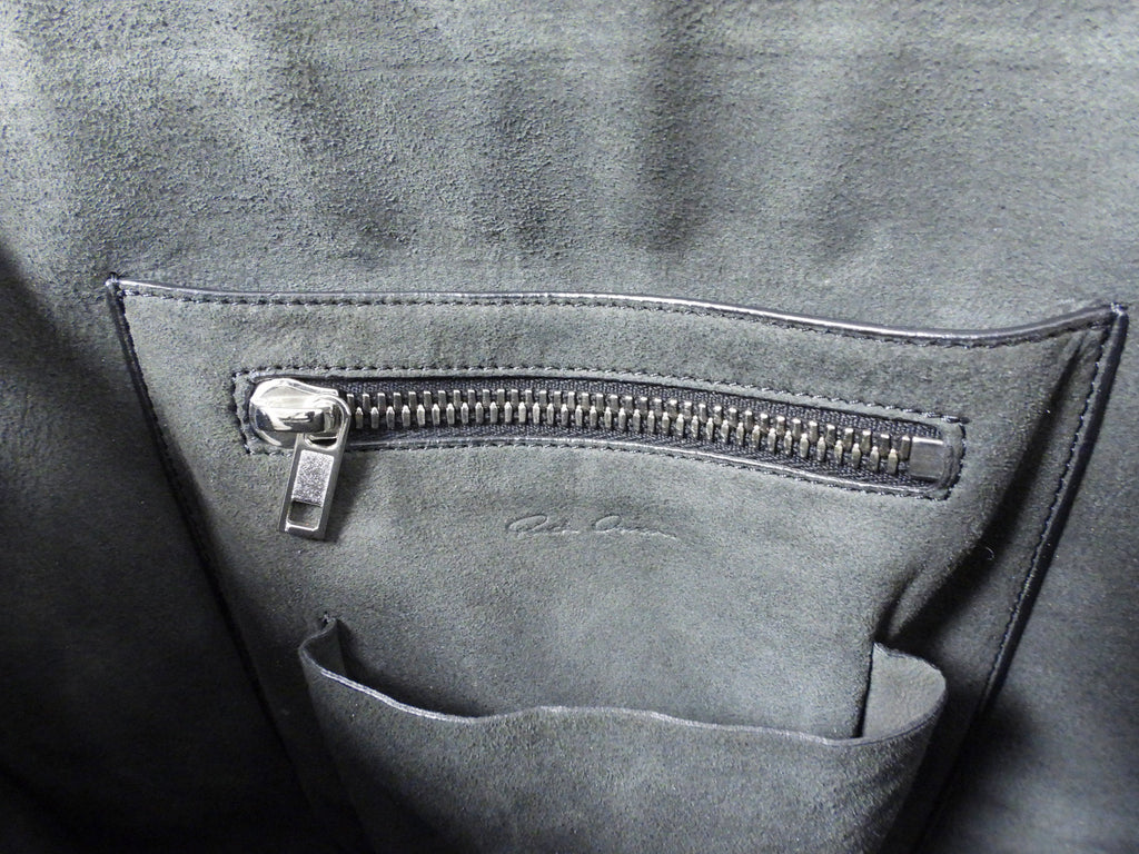 Rick Owens Black Leather Edith Satchel Tote Bag