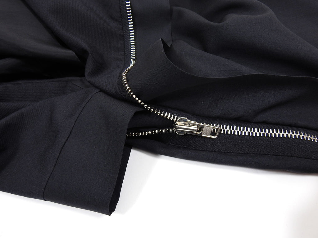 Rick Owens Black Zip Front Fitted Light Wool Jacket - 8
