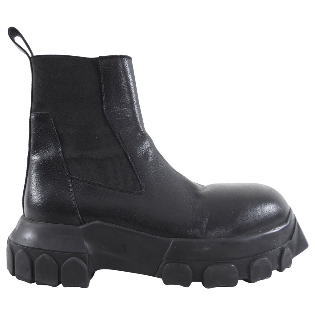 Rick Owens Black Leather Beatle Bozo Ankle Boots - 39