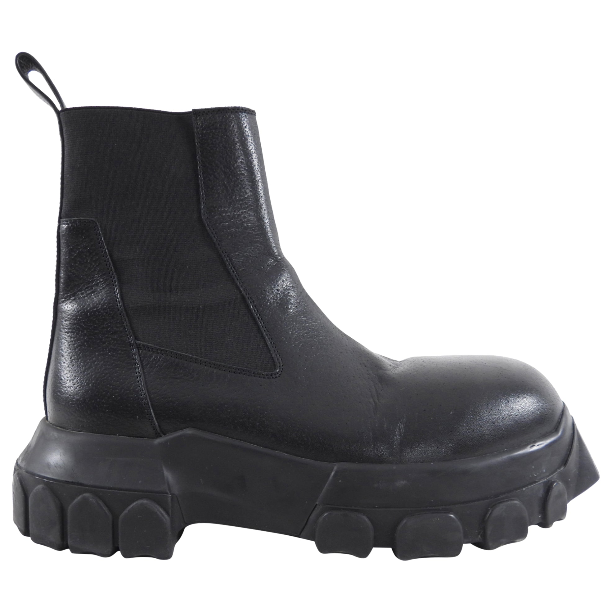 Rick Owens Black Leather Beatle Bozo Ankle Boots - 39