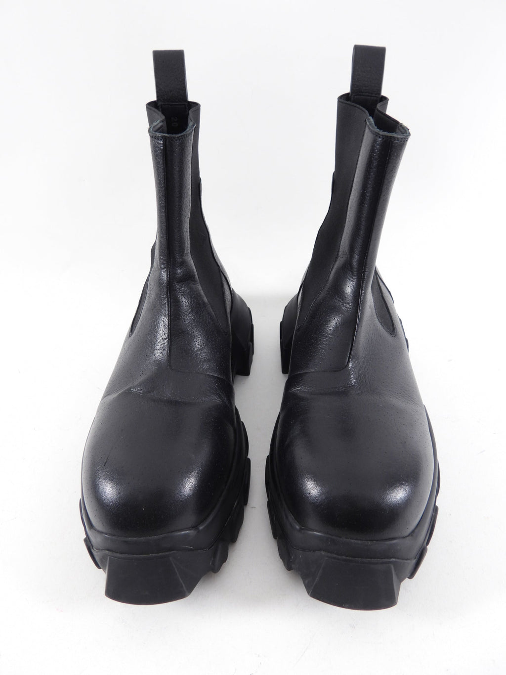 Rick Owens Black Leather Beatle Bozo Ankle Boots - 39