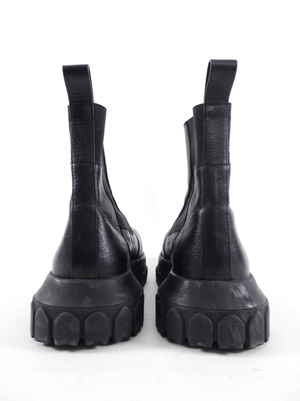 Rick Owens Black Leather Beatle Bozo Ankle Boots - 39