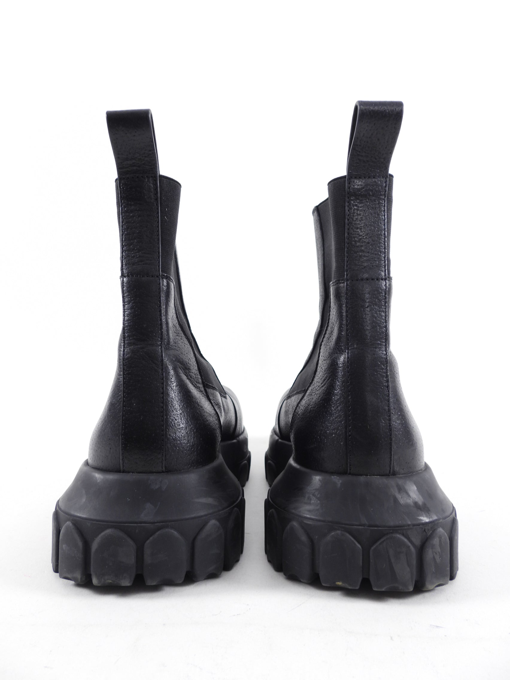 Rick Owens Black Leather Beatle Bozo Ankle Boots - 39