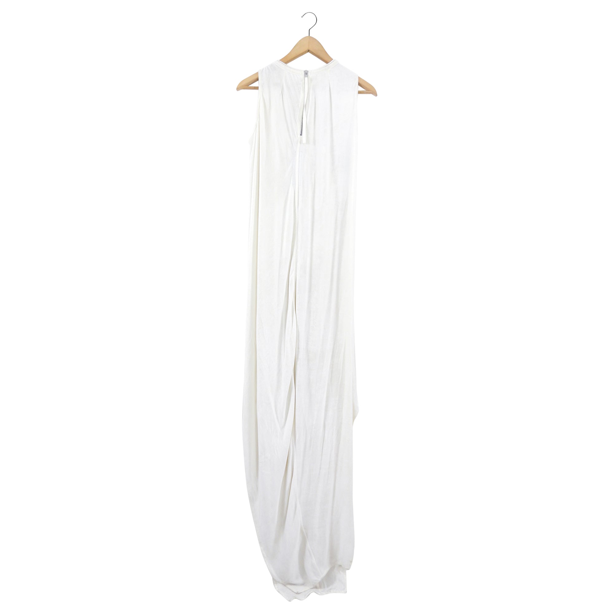 Rick Owens Milk White Velvet Sleeveless Draped Gown Dress - IT40 / USA 4