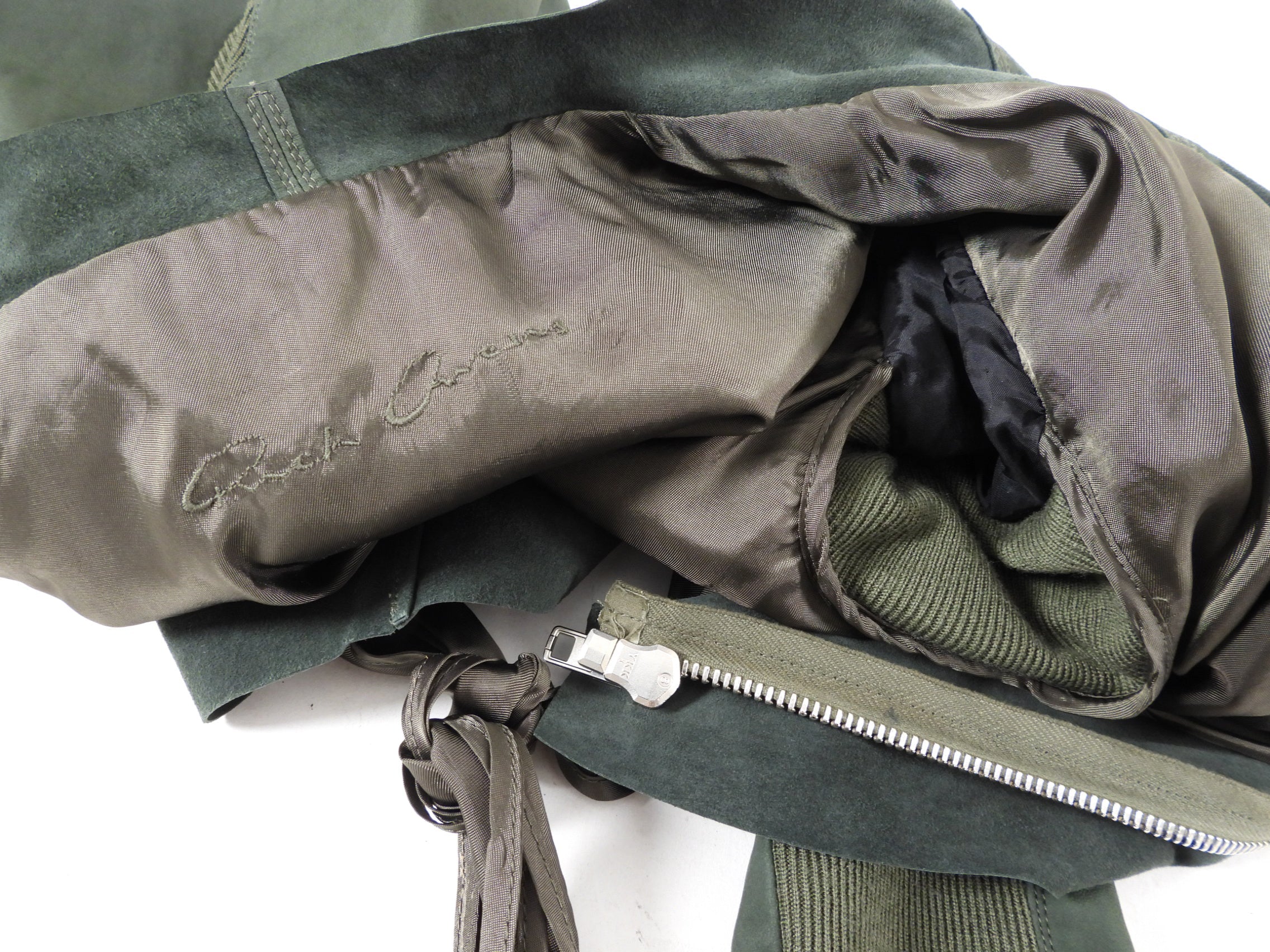 Rick Owens Nuvola SS16 Palm Green Leather Zip Jacket - S / 6