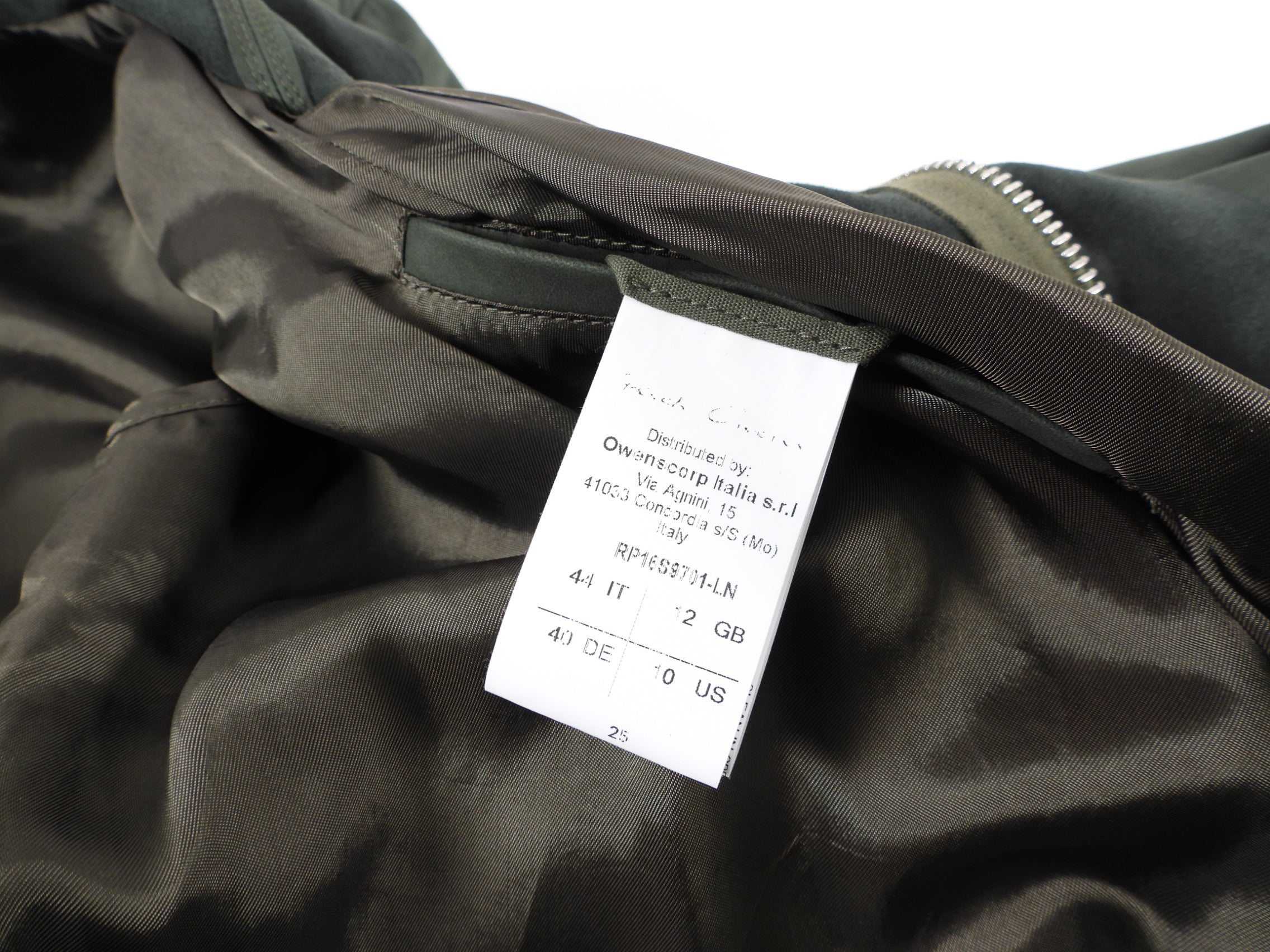 Rick Owens Nuvola SS16 Palm Green Leather Zip Jacket - S / 6