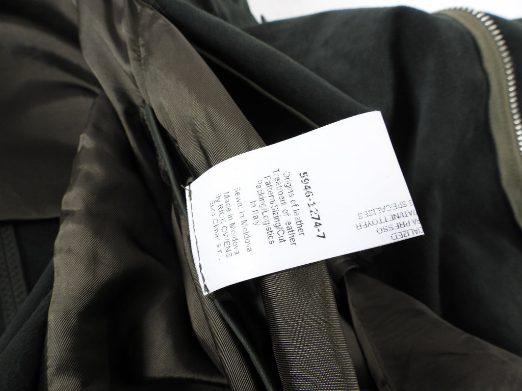 Rick Owens Nuvola SS16 Palm Green Leather Zip Jacket - S / 6